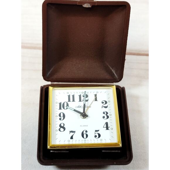 Vintage Seth Thomas Travel Alarm Clock Brown Case Germany READ - Picture 11 of 16